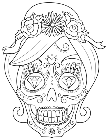 Sugar Skull Woman Coloring Page